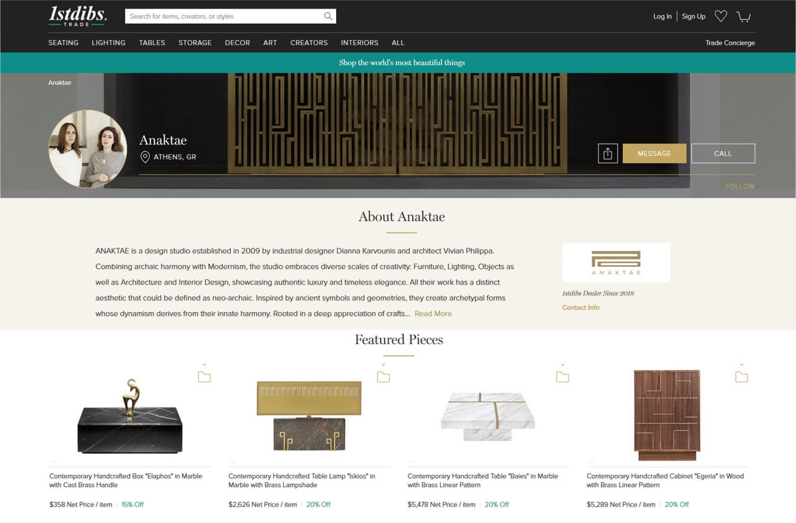 Anaktae joins 1STDIBS